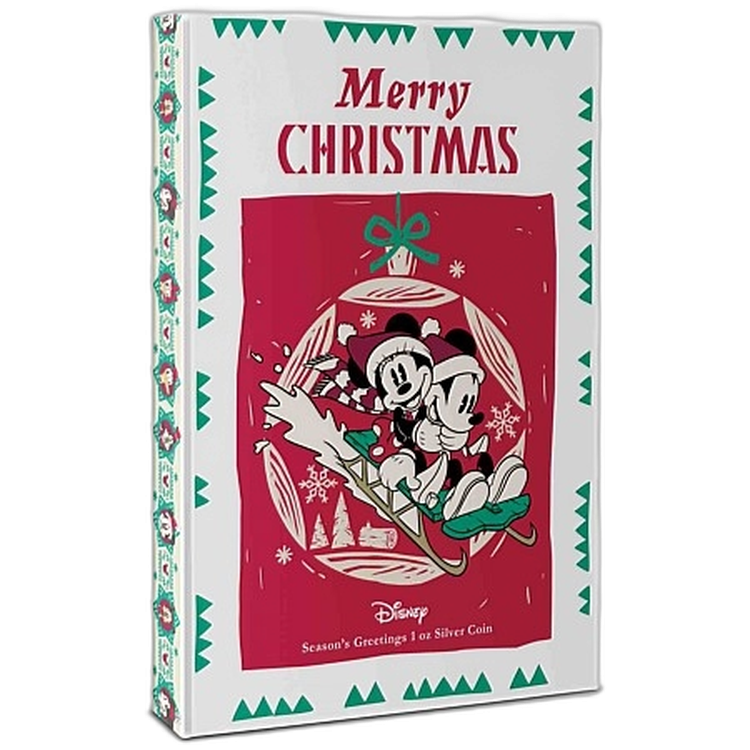 1 Troy ounce zilveren munt Disney's kerst groet Proof 2019 achterkant