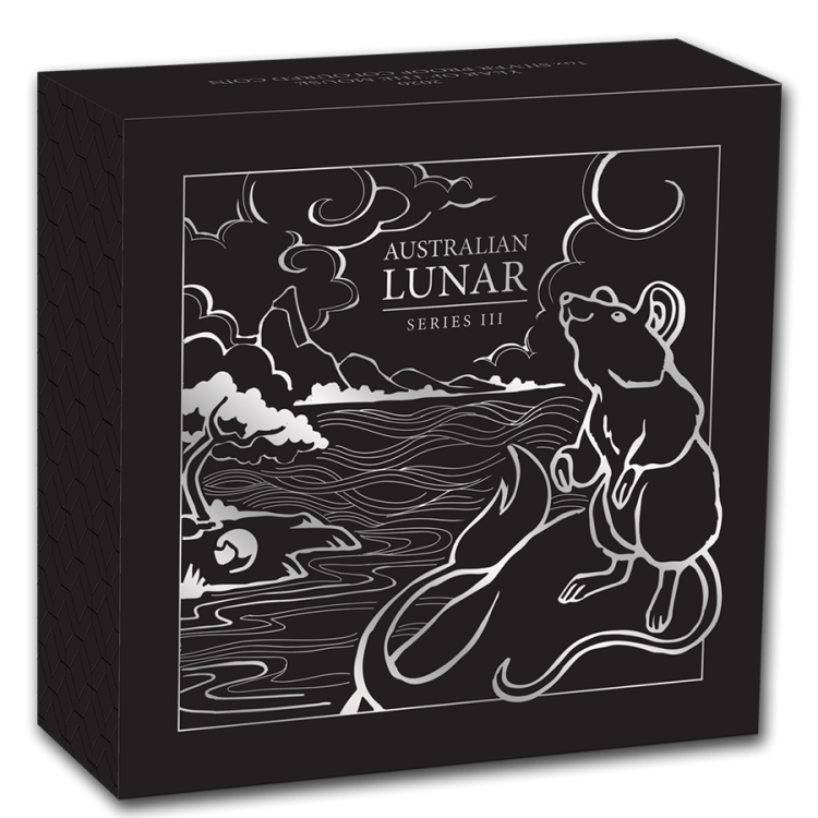 1 Troy ounce zilveren munt Lunar 2020 gekleurd achterkant