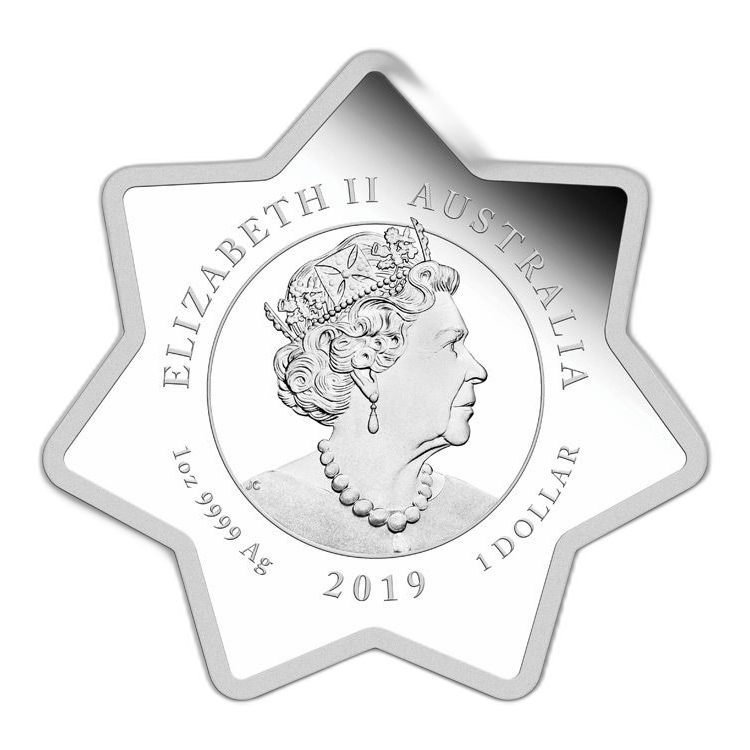 1 Troy ounce zilveren munt Kerst Stervorm 2019 achterkant