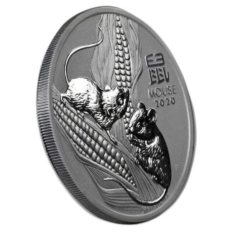 1/2 Troy ounce zilveren munt Lunar 2020 perspectief 1