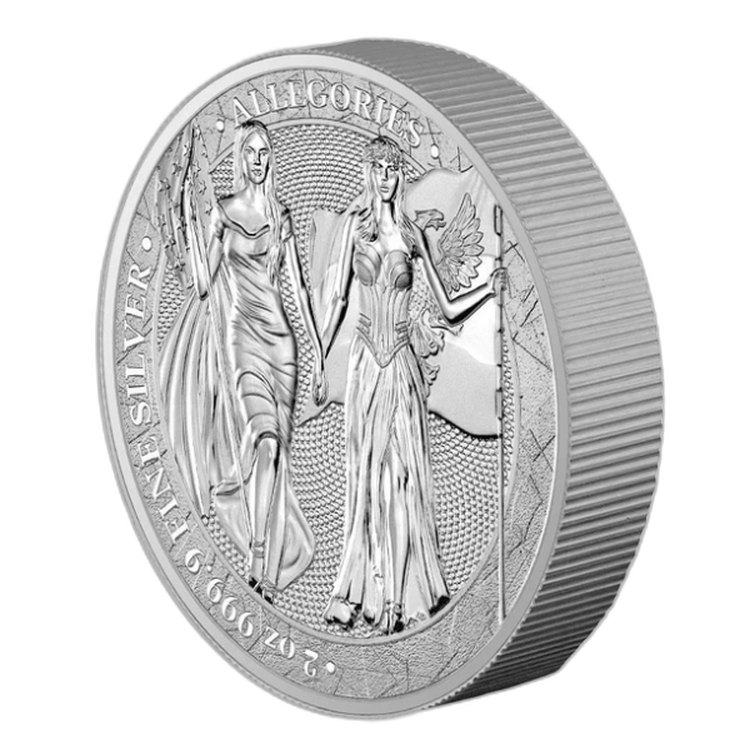 2 Troy ounce zilveren munt Columbia Allegories 2019 perspectief 1