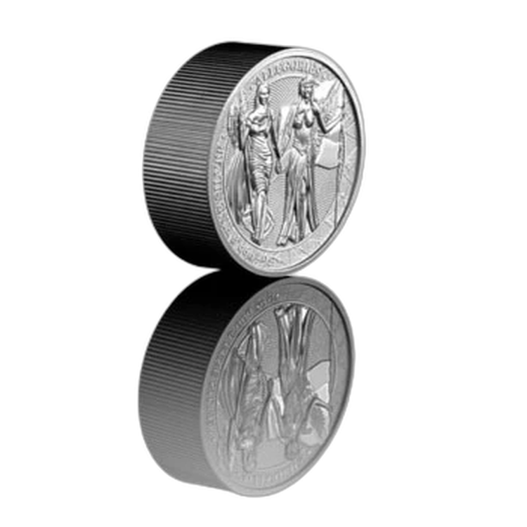 5 Troy ounce zilveren munt Columbia Allegories 2019 perspectief 1