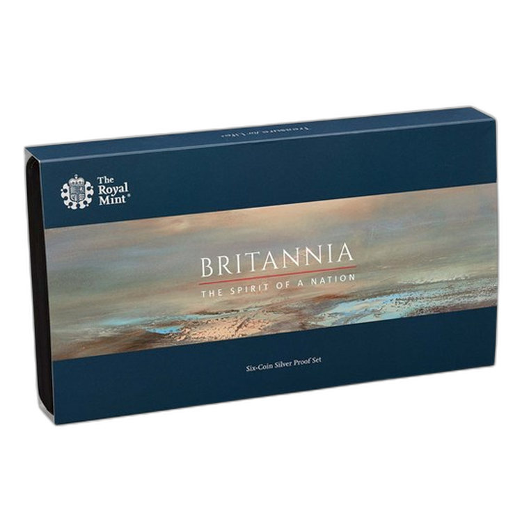 6-delige zilveren Britannia set Proof 2020 angle 1