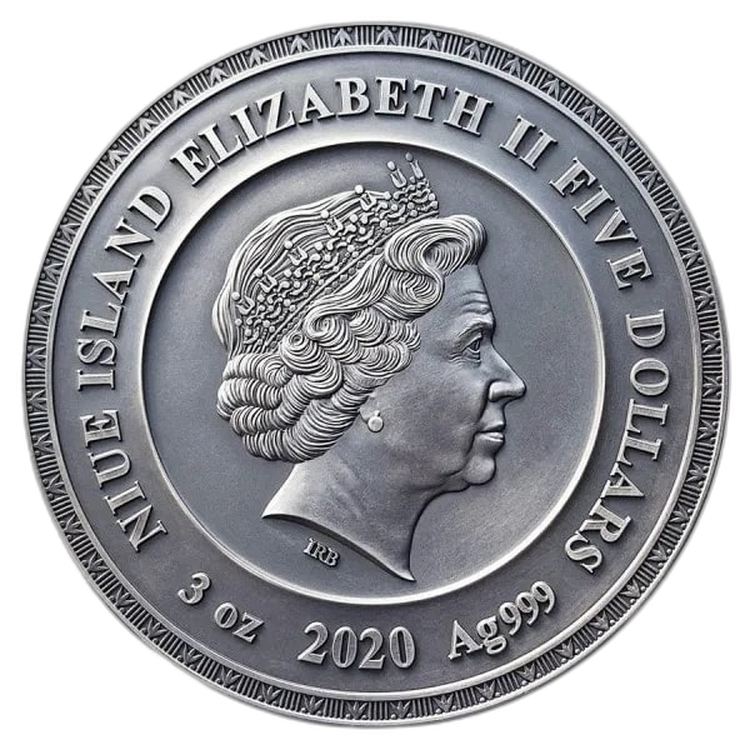 3 troy ounce zilveren munt Amun-Ra achterkant