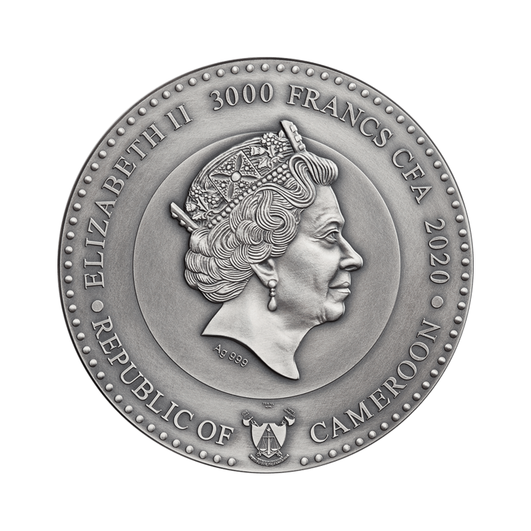 3 troy ounce zilveren munt Kameroen - Uranus 2020 achterkant
