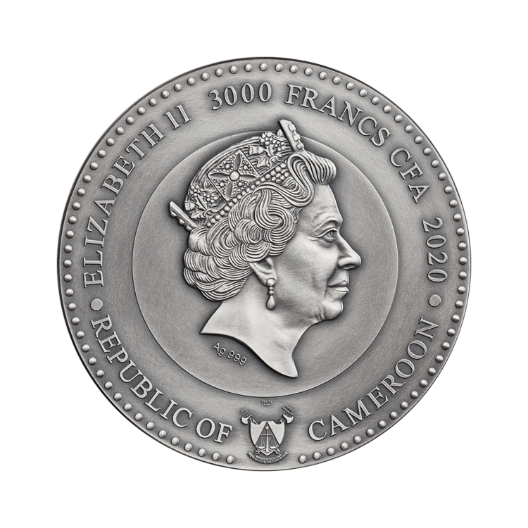 3 troy ounce zilveren munt Kameroen - Mars 2020 achterkant