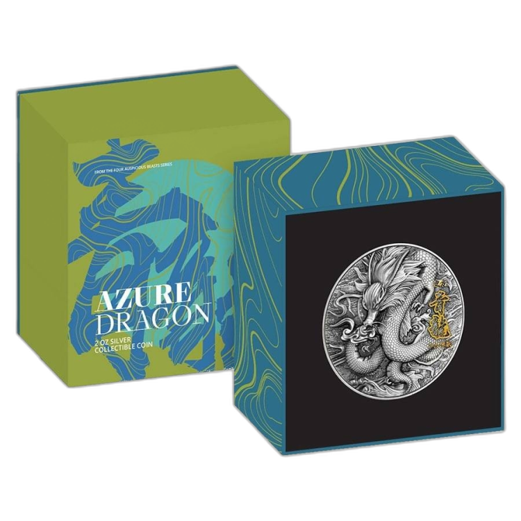 2 troy ounce silver coin Azure Dragon 2020 back