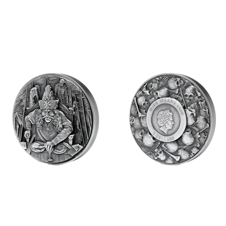 2 troy ounce zilveren munt de Impaler Dracula 2020 perspectief 2