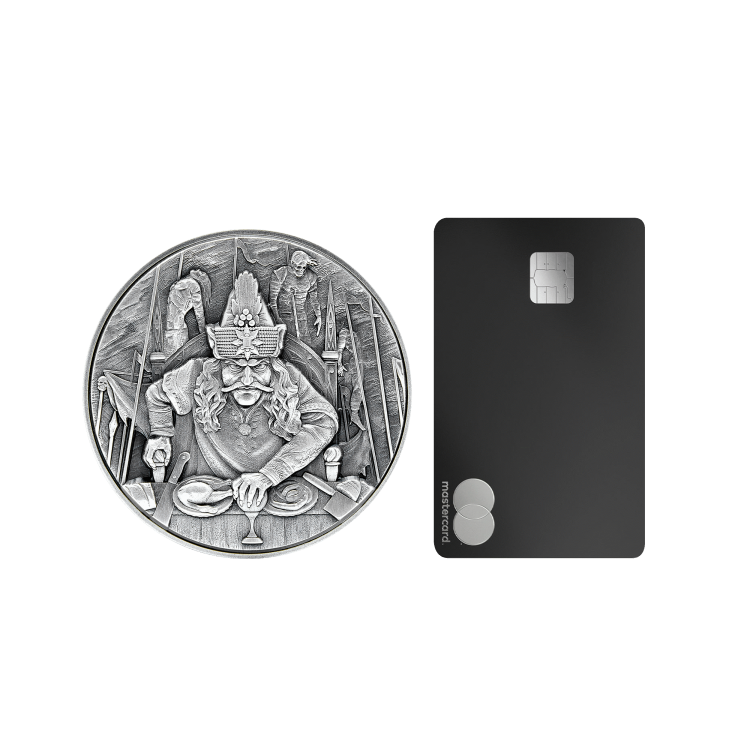 2 troy ounce zilveren munt de Impaler Dracula 2020 perspectief 3