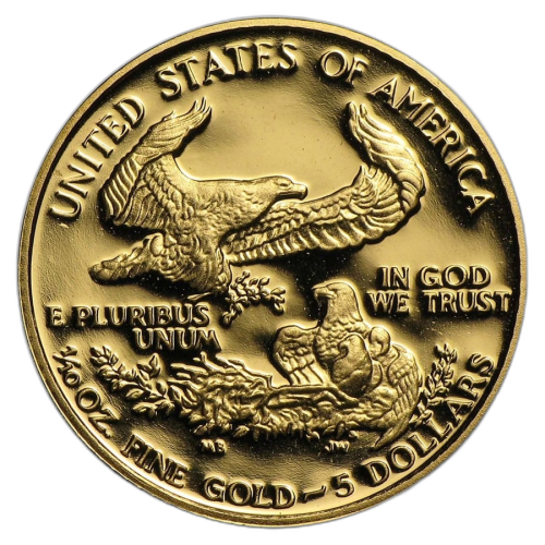 Gouden 1/10 troy ounce American Eagle munt voorkant