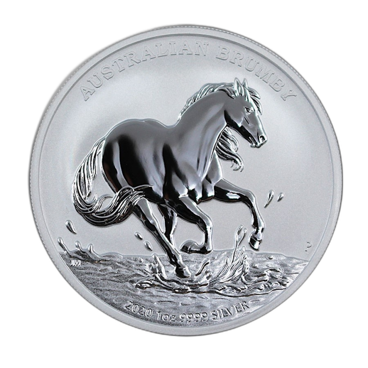 1 troy ounce zilveren munt Australische Brumby 2020 achterkant