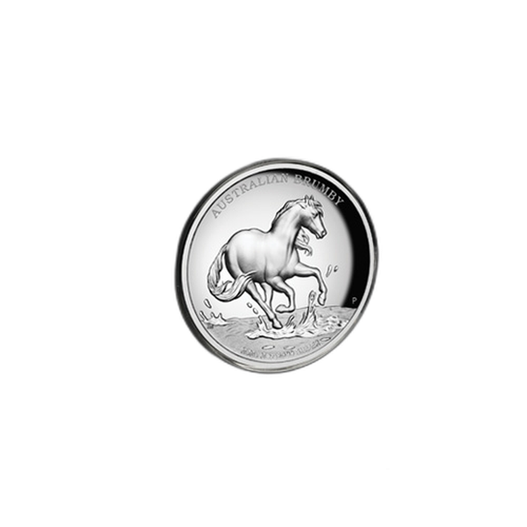 2 troy ounce zilveren munt Australische Brumby 2020 Proof achterkant