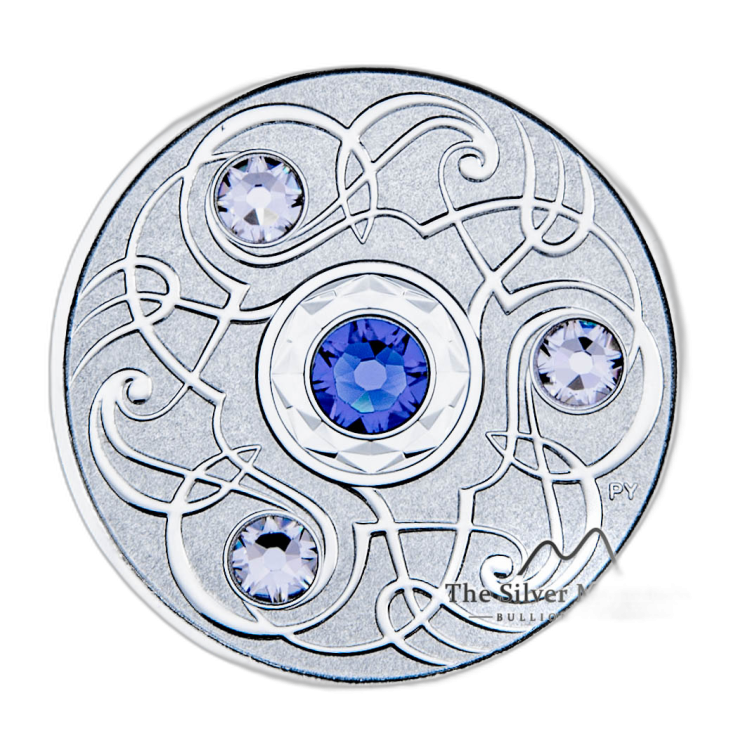 Silver coin september Birthstone Swarovski 2020 back