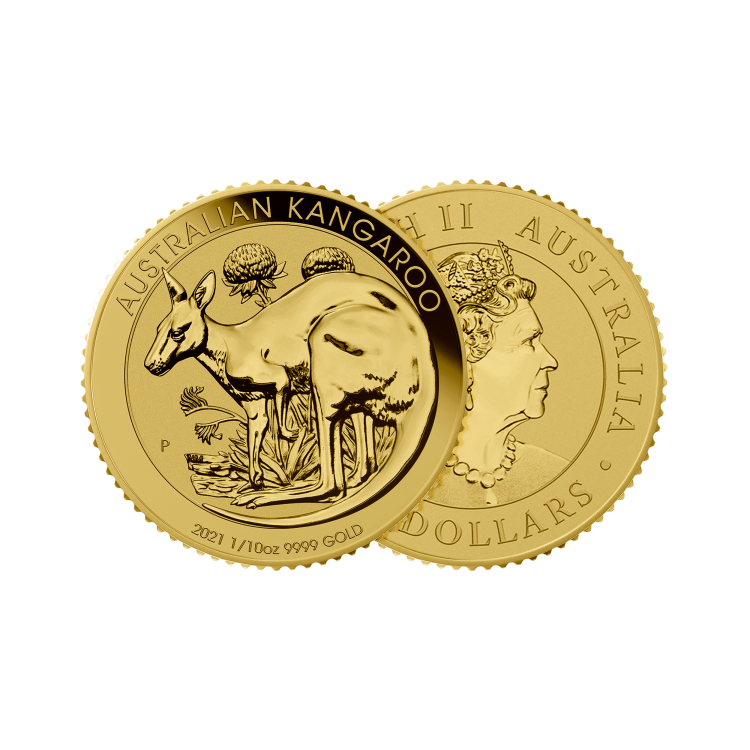 1/10 Troy ounce gouden munt Kangaroo 2021 perspectief 1