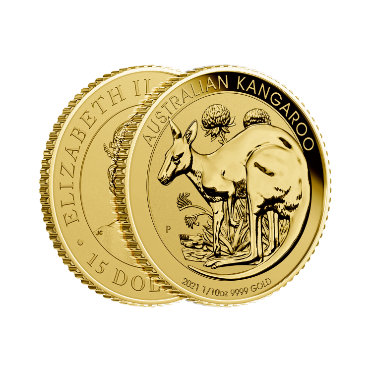 1/10 Troy ounce gouden munt Kangaroo 2021 perspectief 2