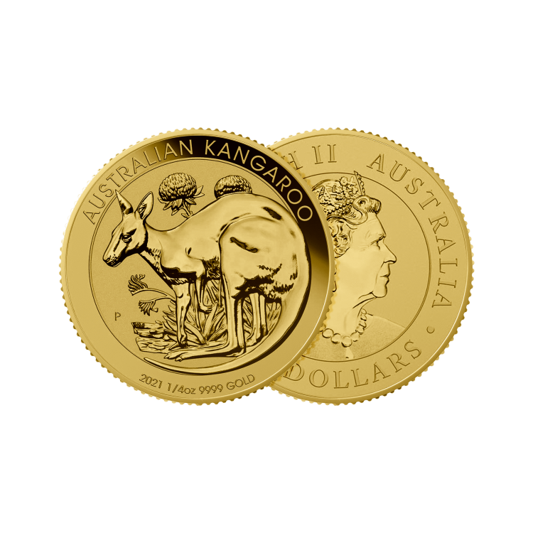 1/4 Troy ounce gouden munt Kangaroo 2021 perspectief 1