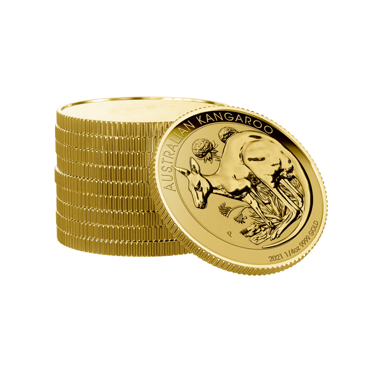 1/4 Troy ounce gouden munt Kangaroo 2021 perspectief 3