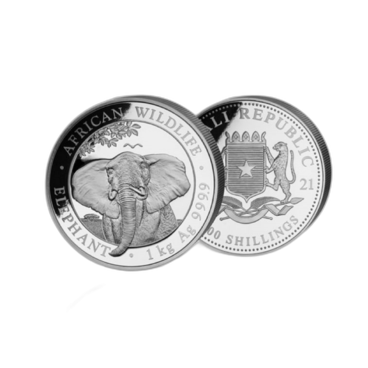 1 kilogram silver coin Somali Elephant 2021 back