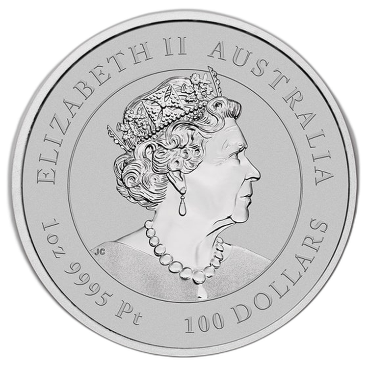 1 Troy ounce platina munt Lunar 2021 achterkant