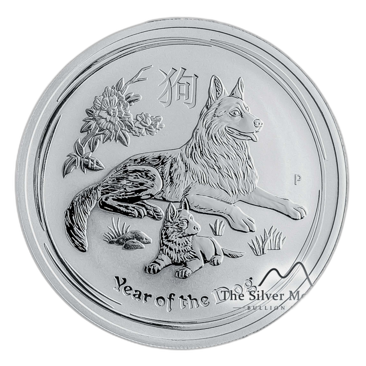 2 troy ounce zilveren Lunar munt 2018 - het jaar van de hond voorkant