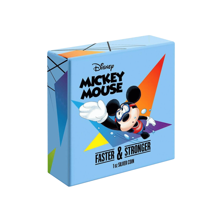 1 troy ounce zilveren munt Disney Mickey Mouse - Faster and Stronger 2020 Proof perspectief 2