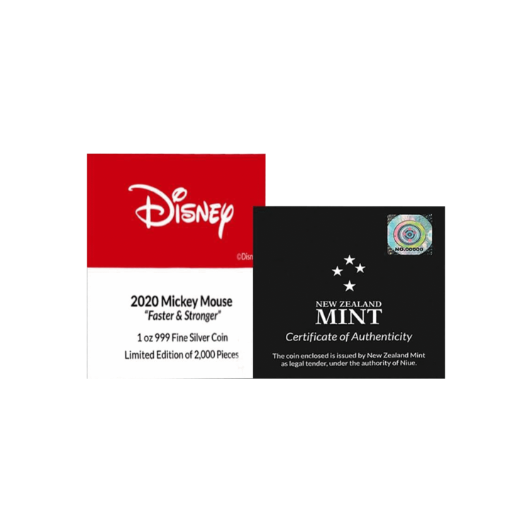 1 troy ounce zilveren munt Disney Mickey Mouse - Faster and Stronger 2020 Proof perspectief 3