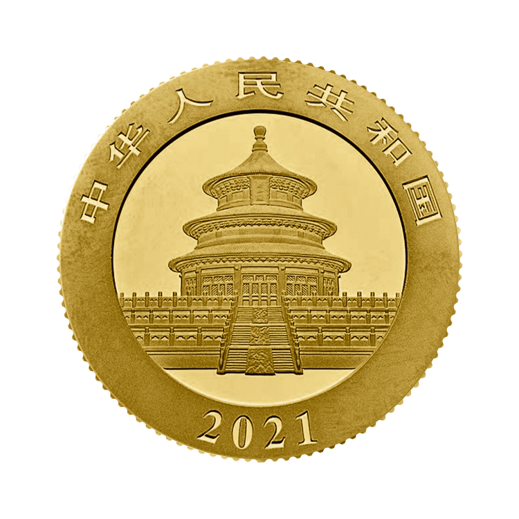 8 gram gouden munt Panda 2021 achterkant