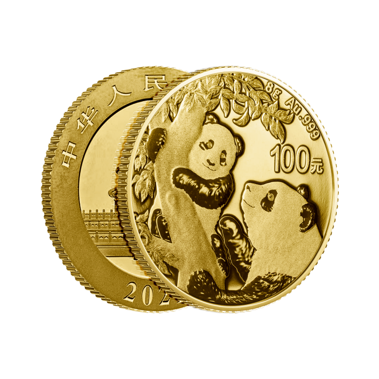 8 Gram gold coin Panda 2021 angle 1