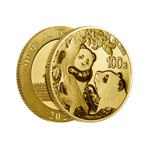 8 gram gouden munt Panda 2021 voorkant