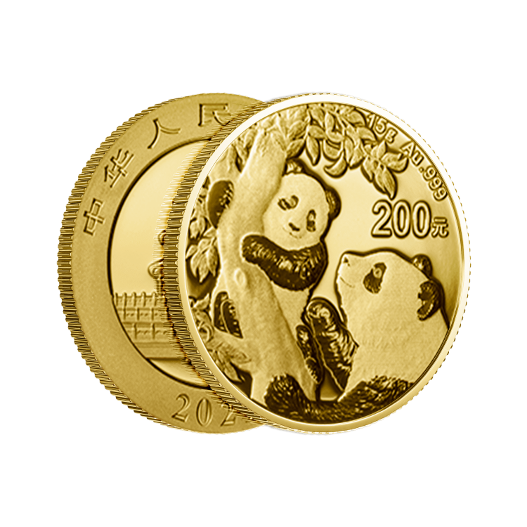 15 gram gouden munt Panda 2021 perspectief 1