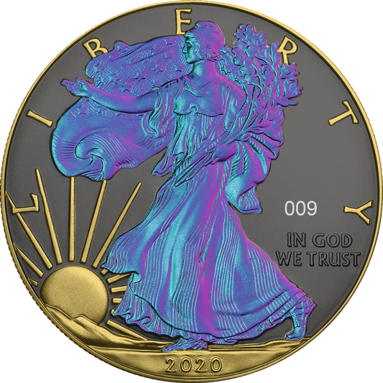 1 troy ounce zilveren munt American Eagle Chameleon 2020 perspectief 3