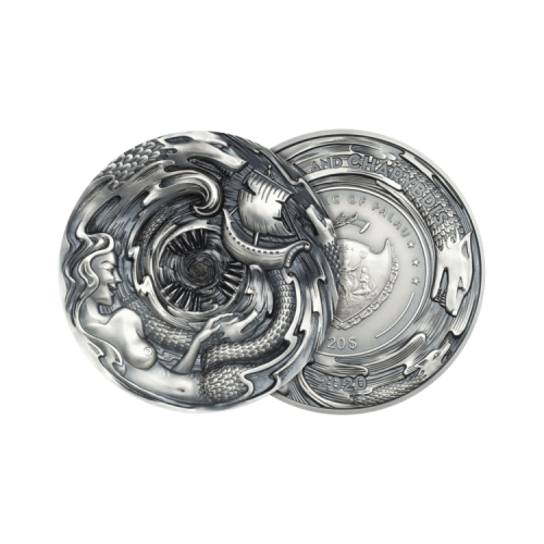 3 troy ounce zilveren munt Scylla and Charybdis Evil Within 2020 voorkant