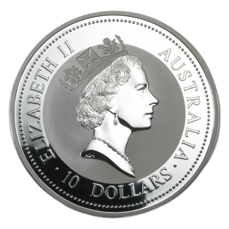10 Troy ounce zilveren munt Kookaburra 1997 achterkant