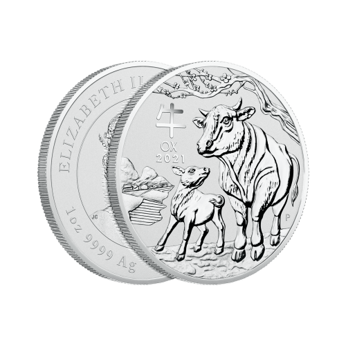 1 troy ounce zilveren munt Lunar 2021 voorkant