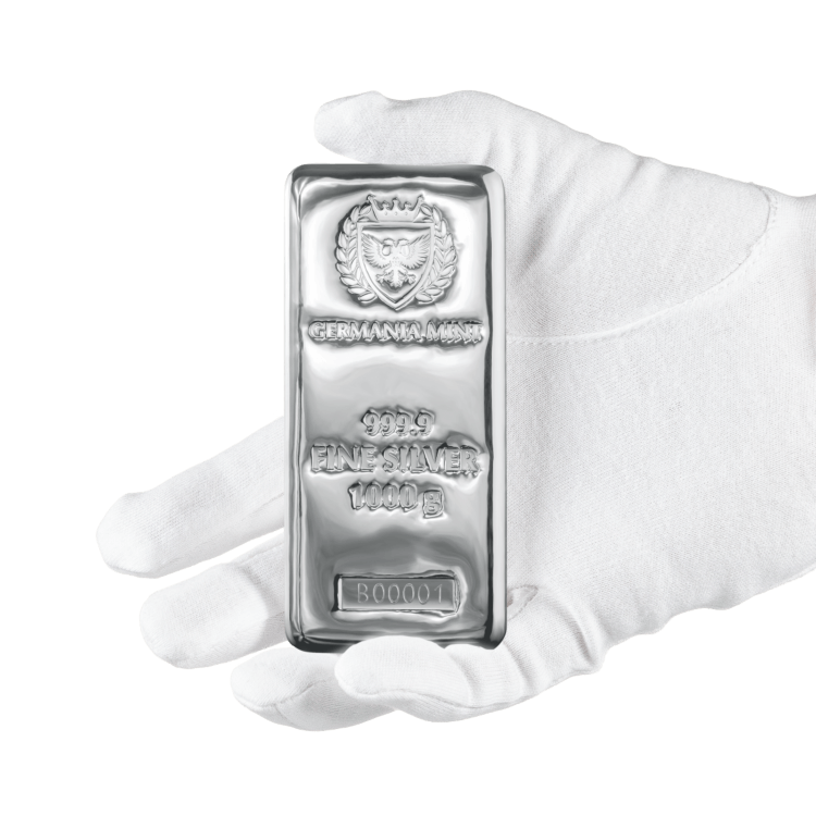 1 Kilogram zilverbaar Germania Mint perspectief 4