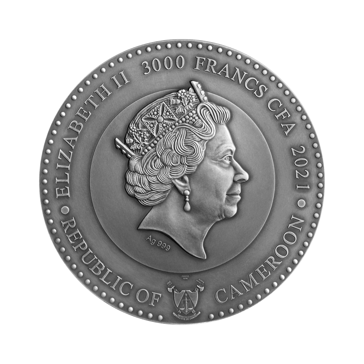 3 troy ounce zilveren munt Neptunus planeten en goden serie 2021 achterkant