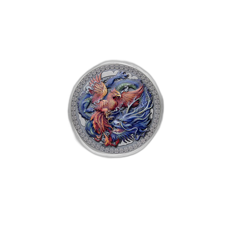 Zilveren munt Feniks en draak 2021 achterkant
