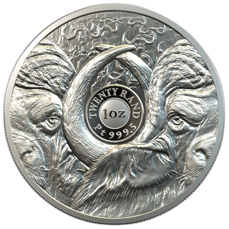 1 Troy ounce platina munt Big Five buffalo 2021 Proof perspectief 1