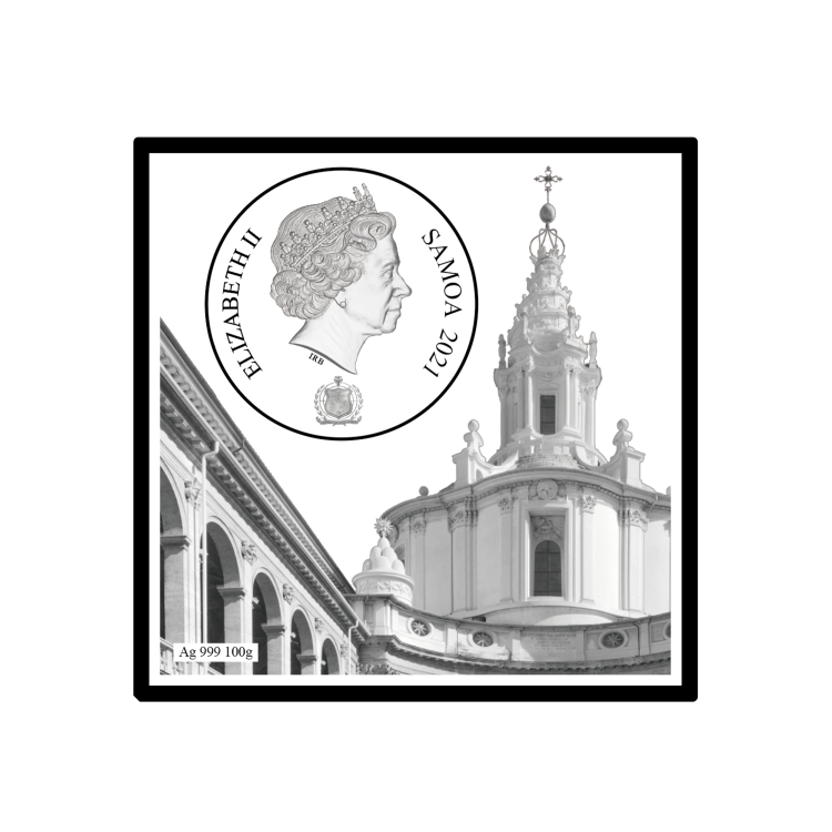 Zilveren munt koepel in de Sant Ivo alla Sapienza 2021 achterkant