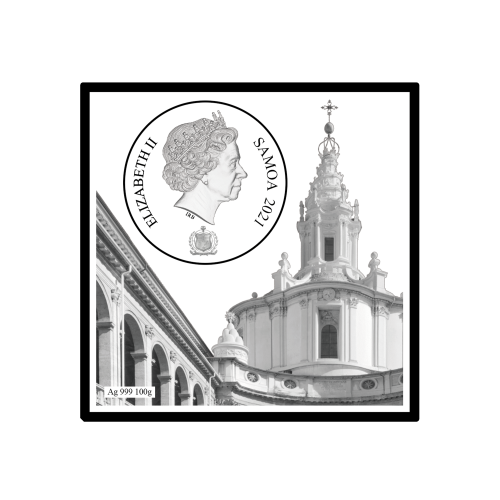 Silver coin Dome Sant Ivo alla Sapienza 2021 front