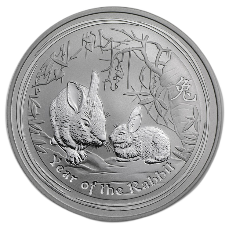 Rare: 1 troy ounce silver coin Lunar Series II - Year of the Rabbit 2011 front