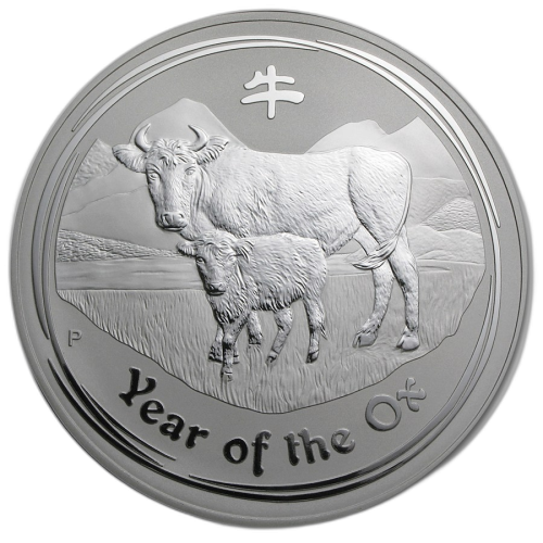 Zeldzaam: 1 troy ounce zilver Lunar Series II - Jaar van de os 2009 voorkant