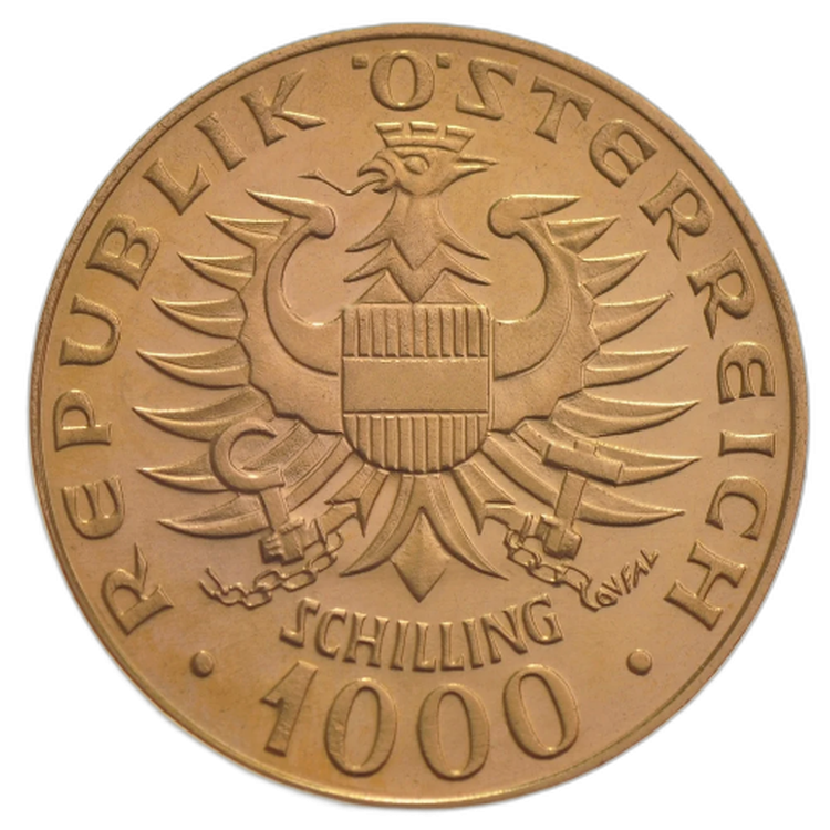 Gouden munt 1000 schilling Babenberger achterkant