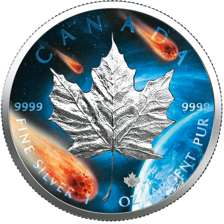 1 Troy ounce zilveren munt Glowing Galaxy Maple Leaf 2021 perspectief 1