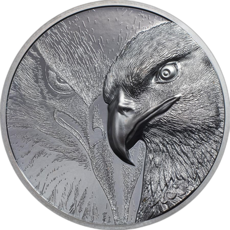 2 troy ounce zilveren munt Majestueuze Adelaar Zwart 2020 Proof achterkant