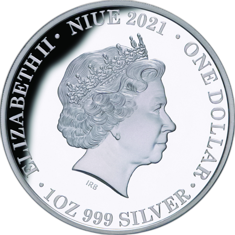 1 troy ounce silver coin Queen Elizabeth II 95th birthday 2021 proof angle 1