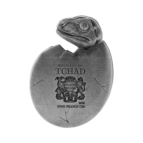 2 troy ounce silver coin Velociraptor 2021 front