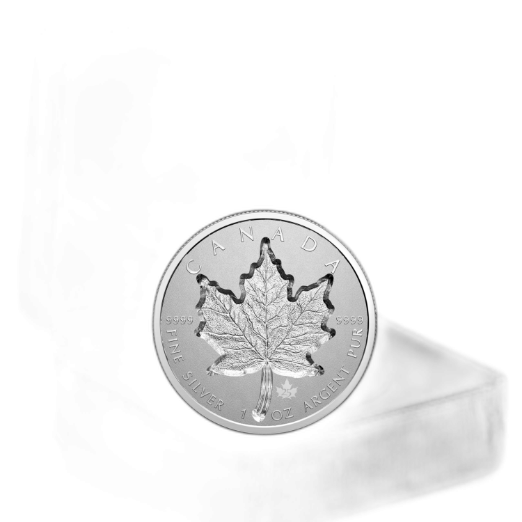 1 troy ounce zilveren munt Super incuse Maple Leaf 2021 perspectief 1