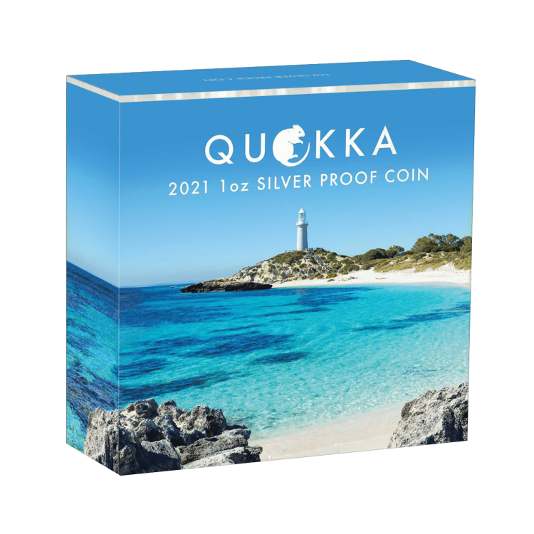 1 troy ounce zilveren munt Quokka gekleurd 2021 proof perspectief 2