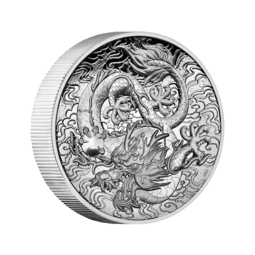 2 troy ounce zilveren munt mythen en legendes dragon 2021 Proof voorkant